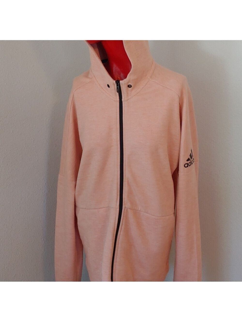 Adidas Men's Pink Full Zipper Hooded Sweatshirt Jacket size Large